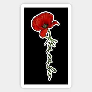 Red Poppy Flower with Memorial Text Stem Vertical Pocket Version (MD23Mrl007c) Sticker